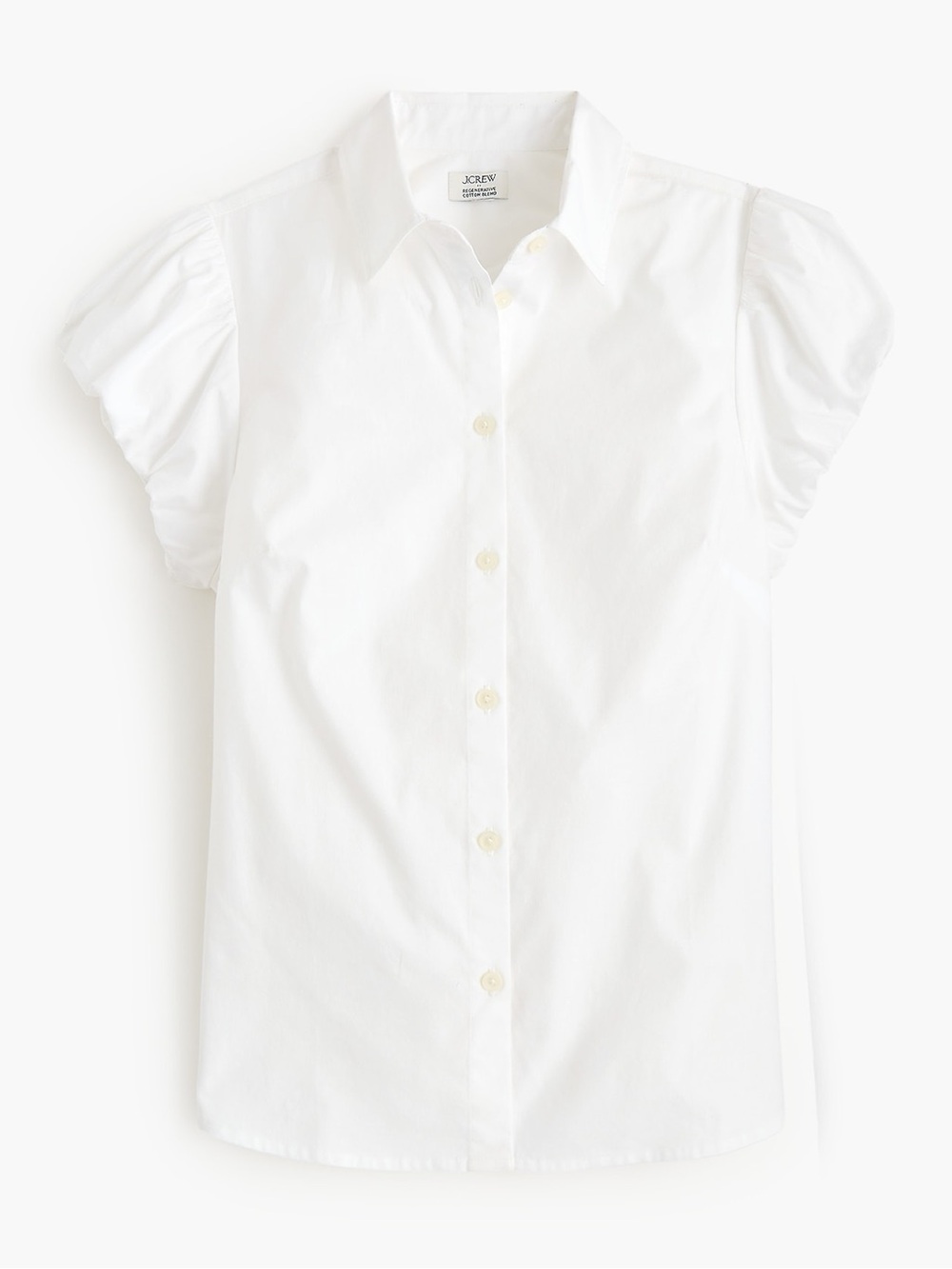 J. Crew Factory White Short-Sleeve Puff Button-Down Shirt